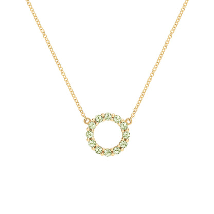 Rosecliff Small Circle Peridot Necklace in 14k Gold (August)