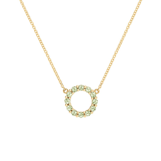 Rosecliff Small Circle Peridot Necklace in 14k Gold (August)