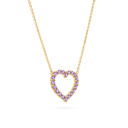 Rosecliff Heart Amethyst Necklace in 14k Gold (February)