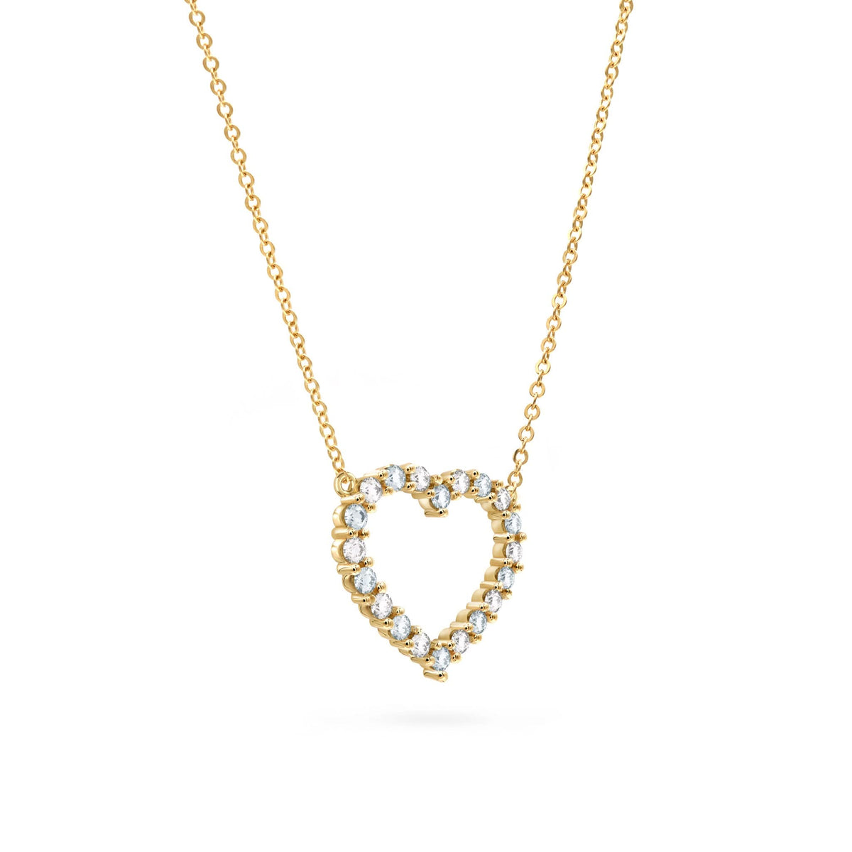 Rosecliff Heart Diamond & Aquamarine Necklace in 14k Gold (March)