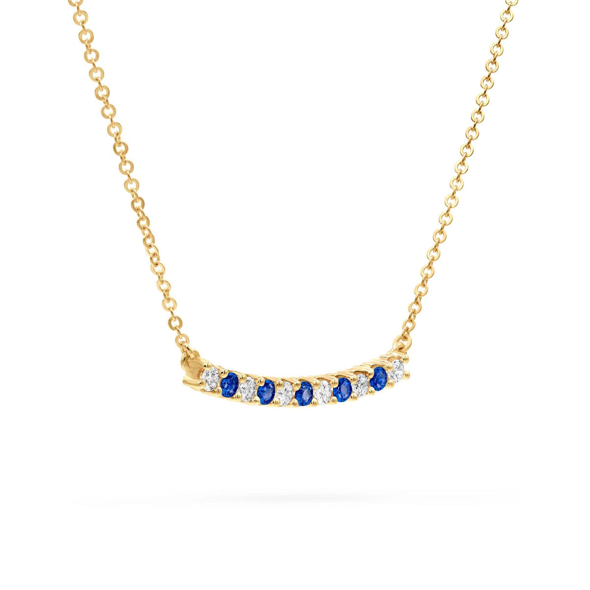 Rosecliff Diamond & Sapphire Bar Necklace in 14k Gold (September)