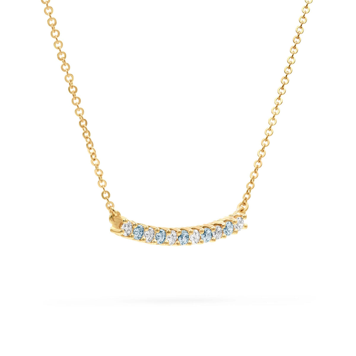 Rosecliff Diamond & Nantucket Blue Topaz Bar Necklace in 14k Gold (December)