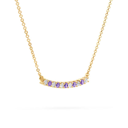 Rosecliff Diamond & Amethyst Bar Necklace in 14k Gold (February)