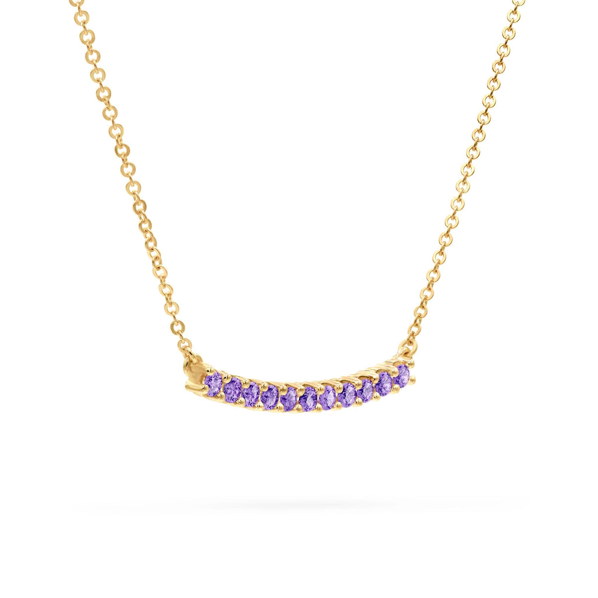 Rosecliff Amethyst Bar Necklace in 14k Gold (February)