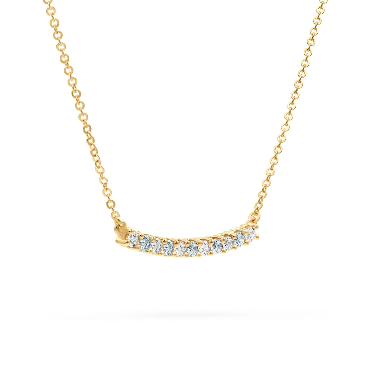Rosecliff Diamond & Aquamarine Bar Necklace in 14k Gold (March)