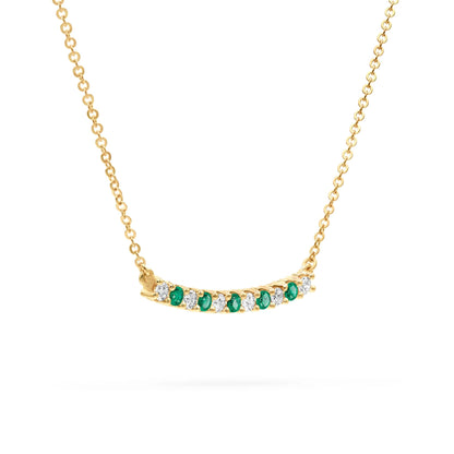 Rosecliff Diamond & Emerald Bar Necklace in 14k Gold (May)
