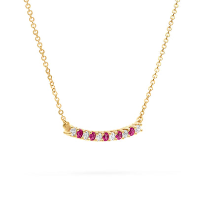 Rosecliff Diamond & Ruby Bar Necklace in 14k Gold (July)