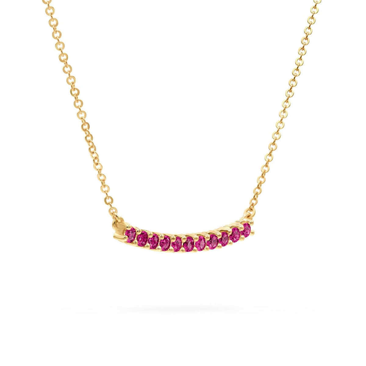 Rosecliff Ruby Bar Necklace in 14k Gold (July)