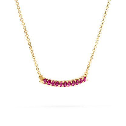 Rosecliff Ruby Bar Necklace in 14k Gold (July)