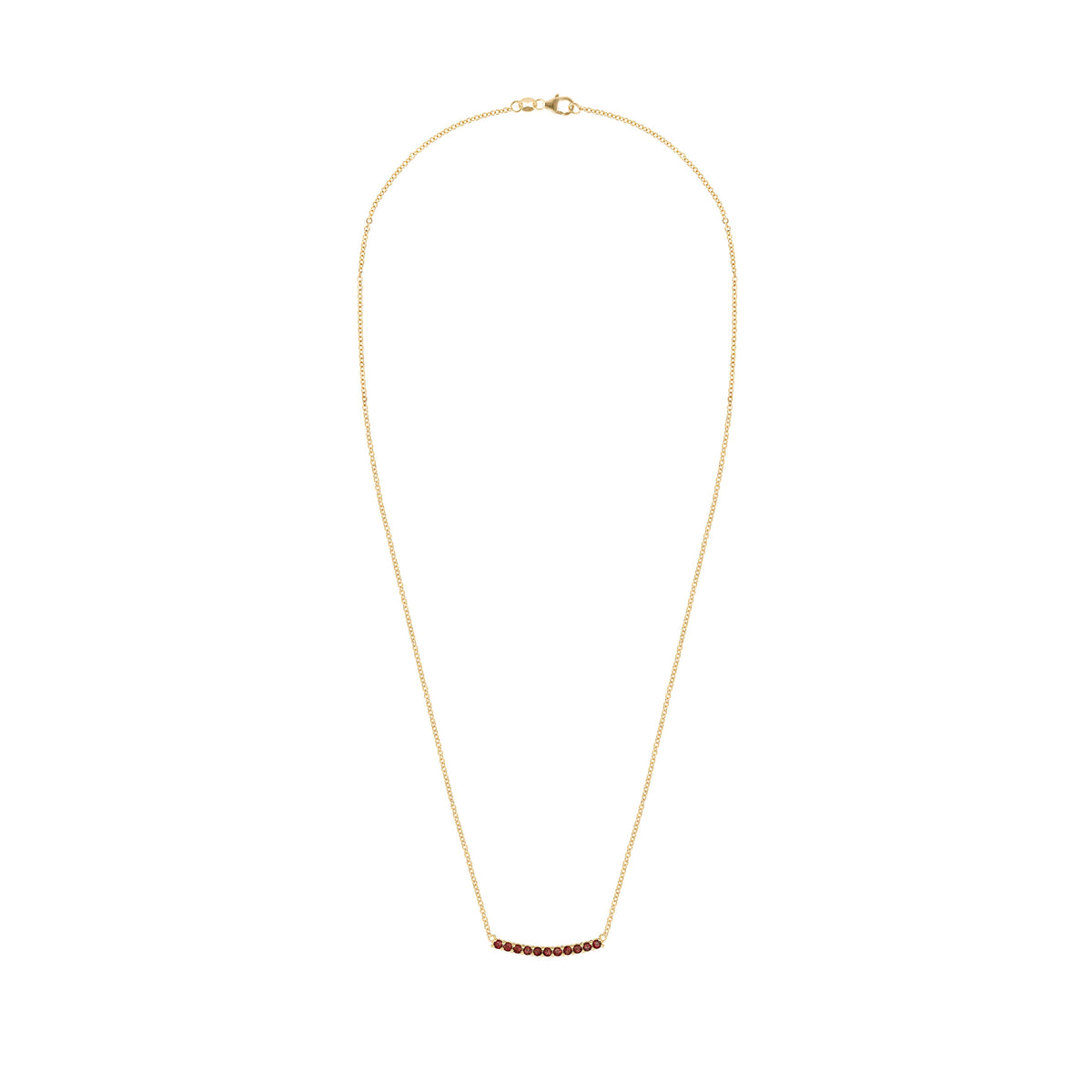 Rosecliff Garnet Bar Necklace in 14k Gold (January)