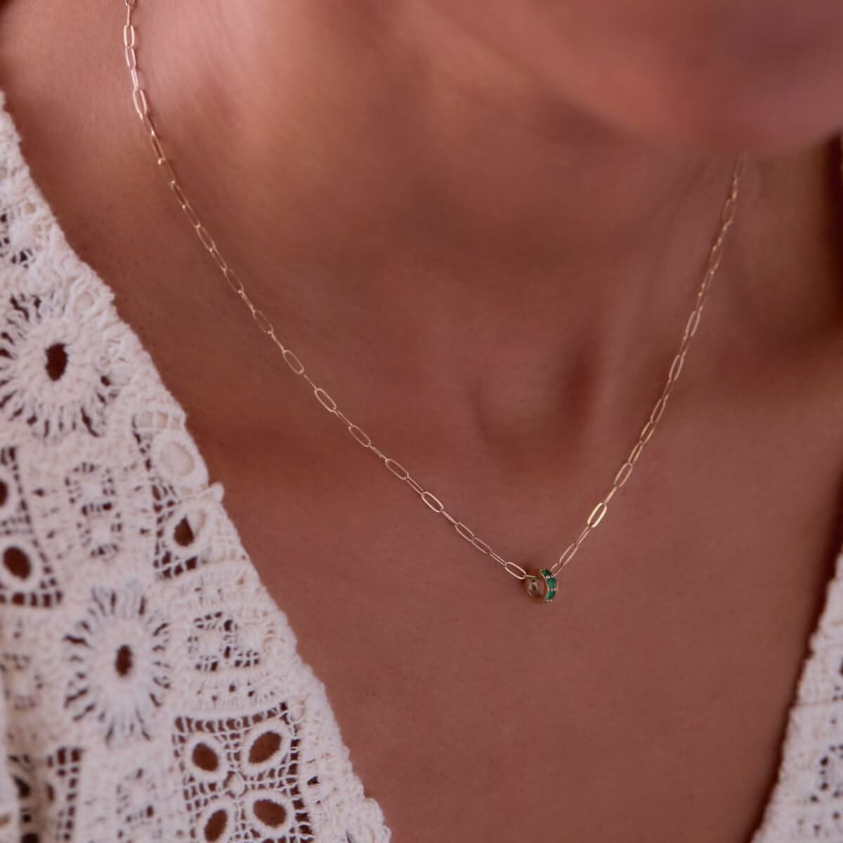 Rosecliff Emerald Bead in 14k Gold (May)