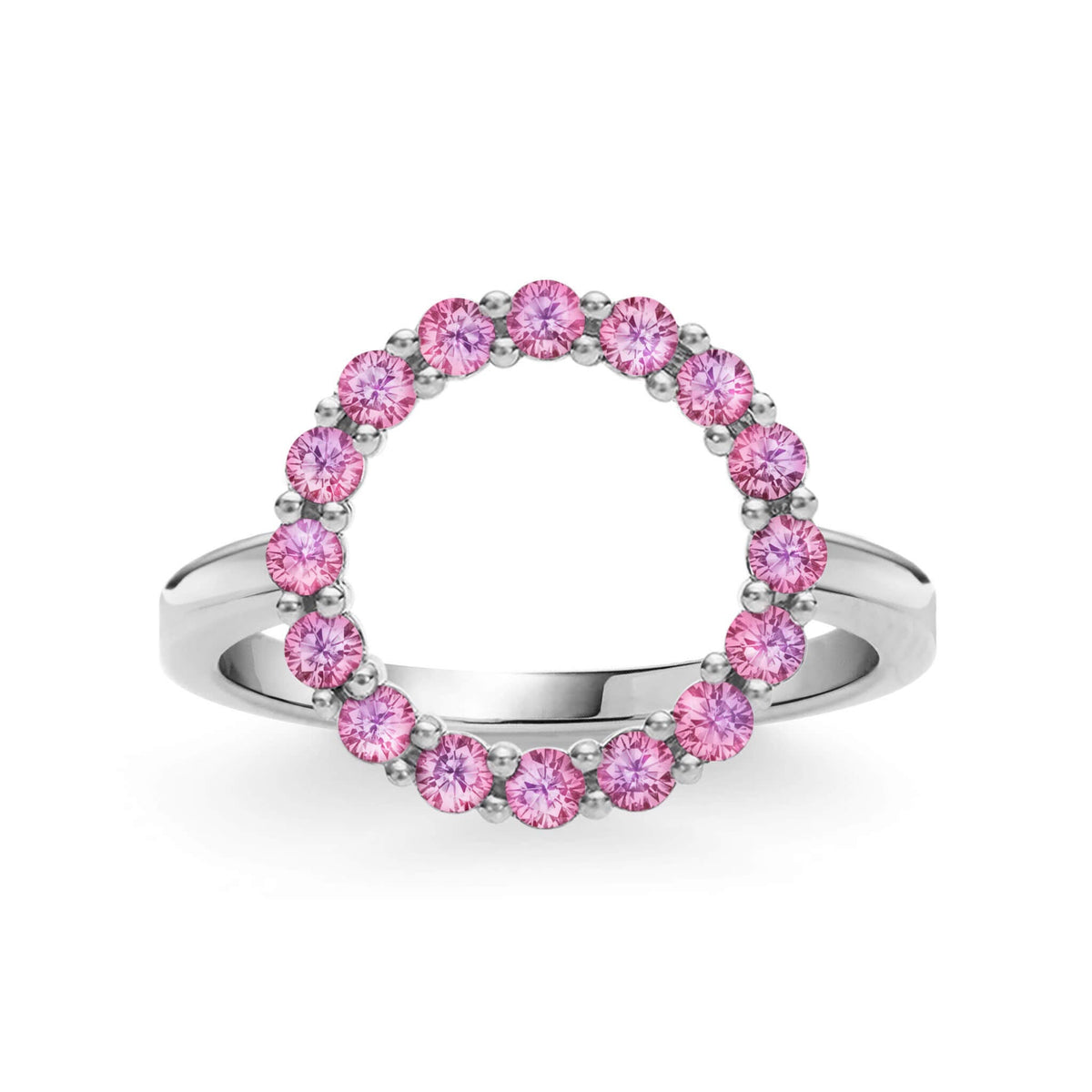 Rosecliff Circle Pink Sapphire Ring in 14k Gold (October)