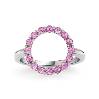 Rosecliff Circle Pink Sapphire Ring in 14k Gold (October)