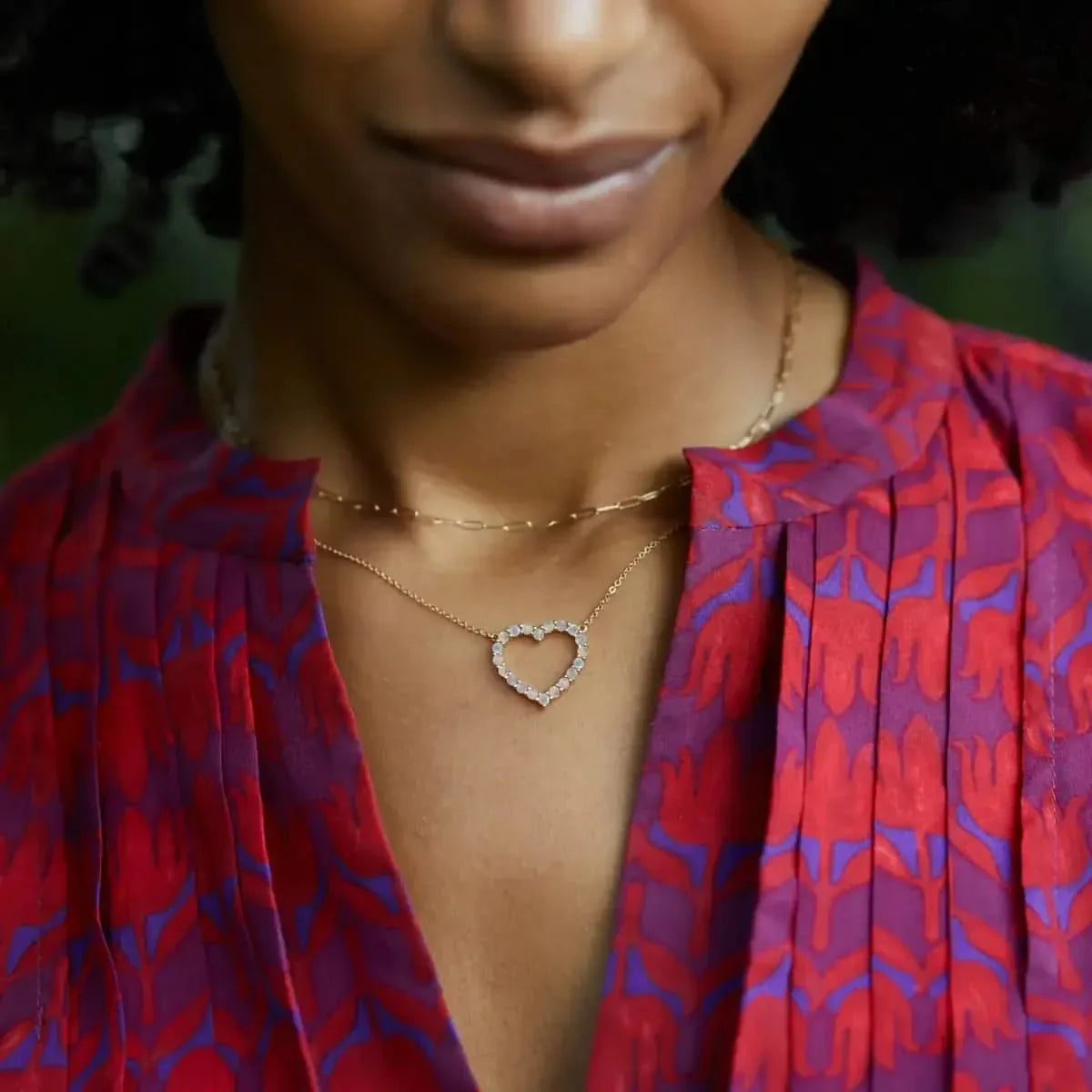Rosecliff Heart Opal Necklace in 14k Gold (October)