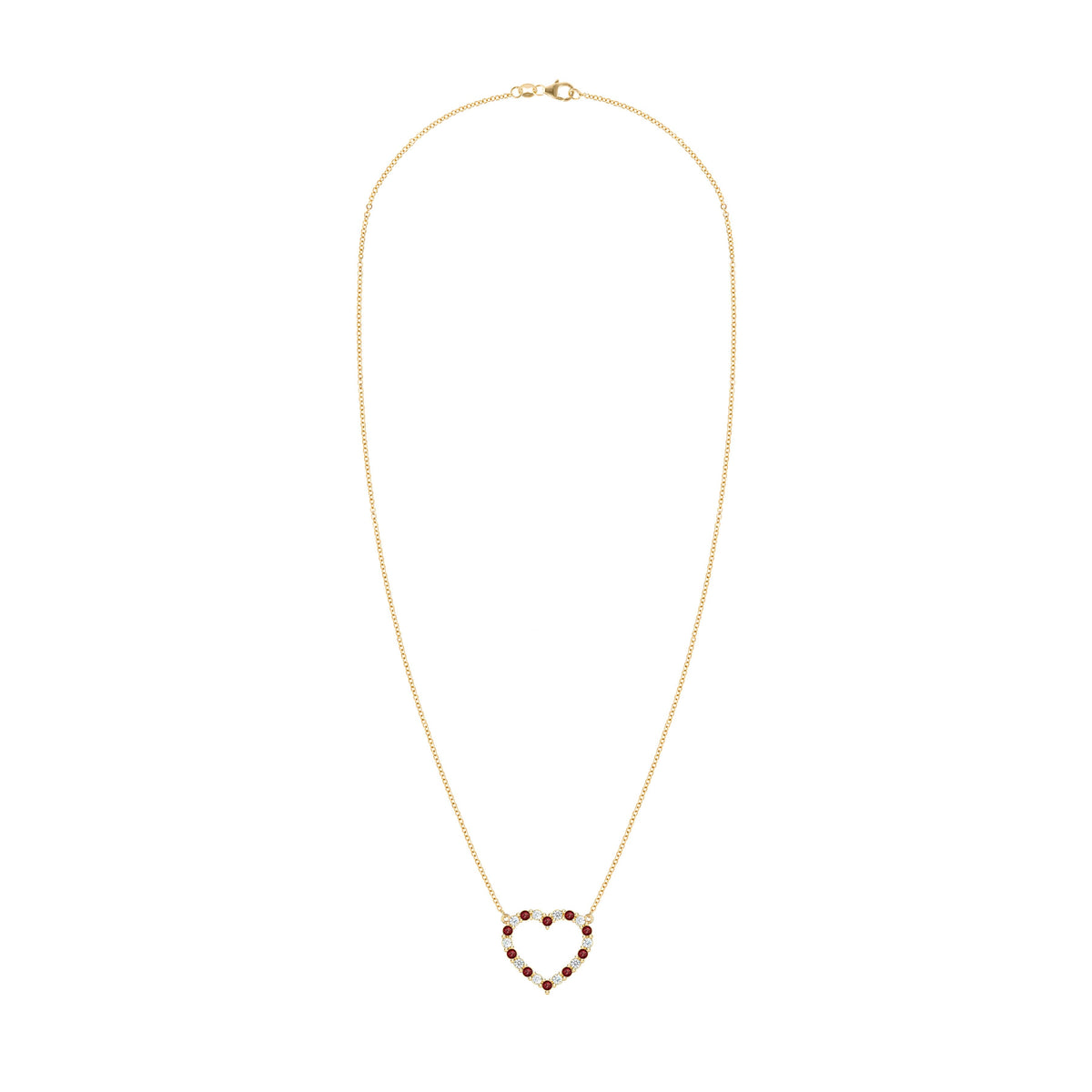 Rosecliff Heart Diamond & Garnet Necklace in 14k Gold (January)