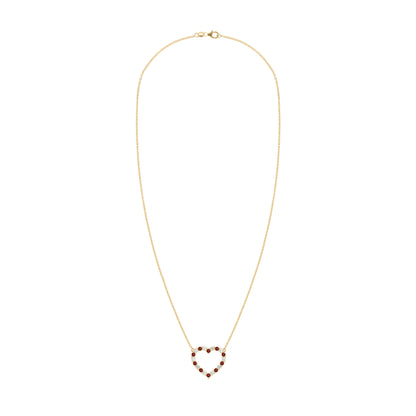 Rosecliff Heart Diamond & Garnet Necklace in 14k Gold (January)