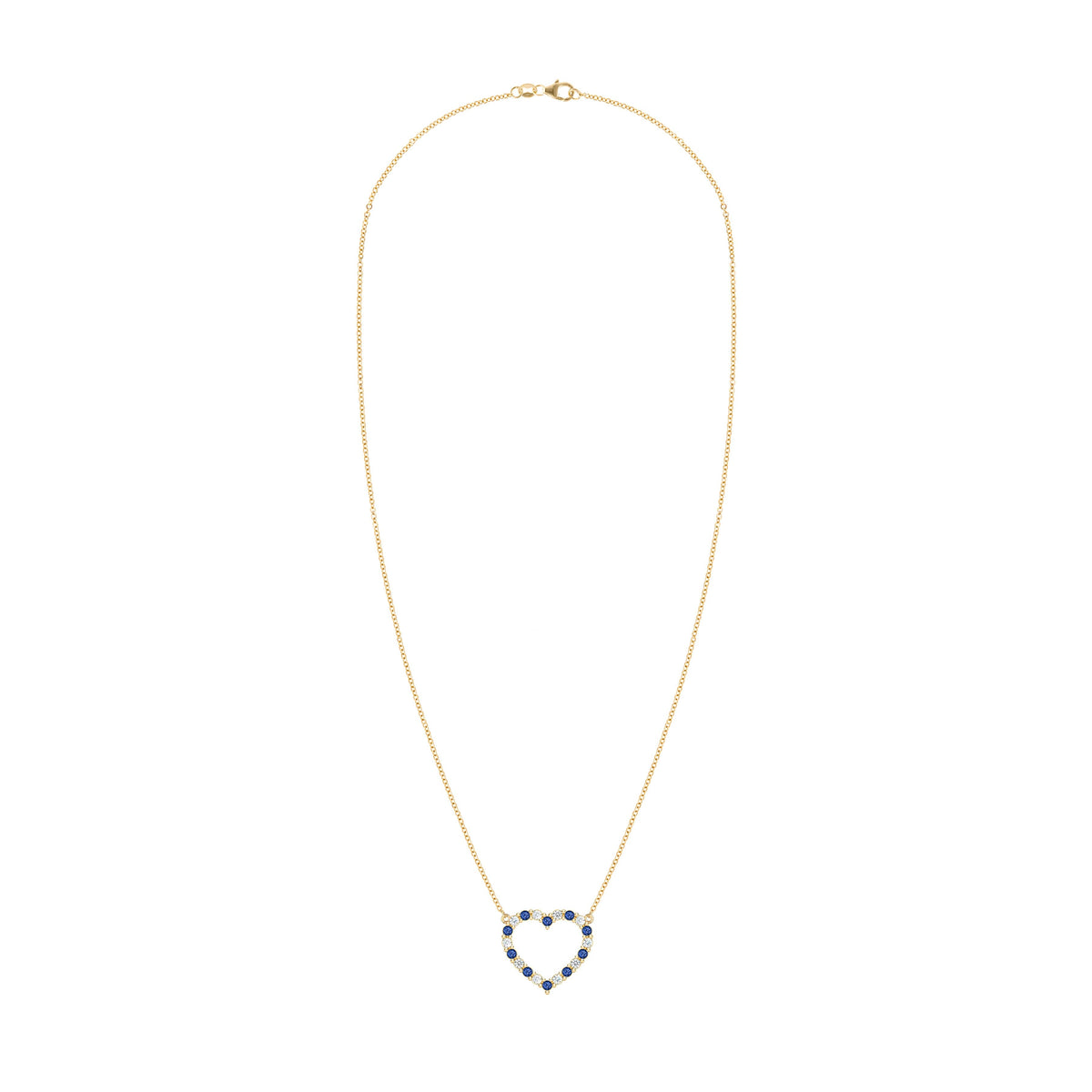 Rosecliff Heart Diamond & Sapphire Necklace in 14k Gold (September)