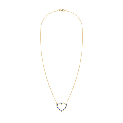 Rosecliff Heart Diamond & Sapphire Necklace in 14k Gold (September)