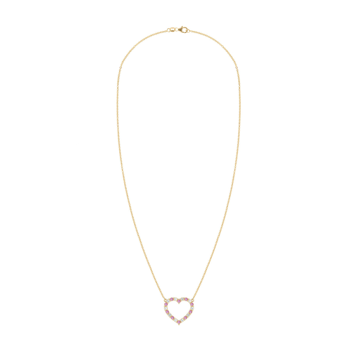 Rosecliff Heart Diamond & Pink Sapphire Necklace in 14k Gold (October)