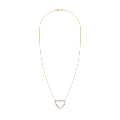 Rosecliff Heart Diamond & Pink Sapphire Necklace in 14k Gold (October)