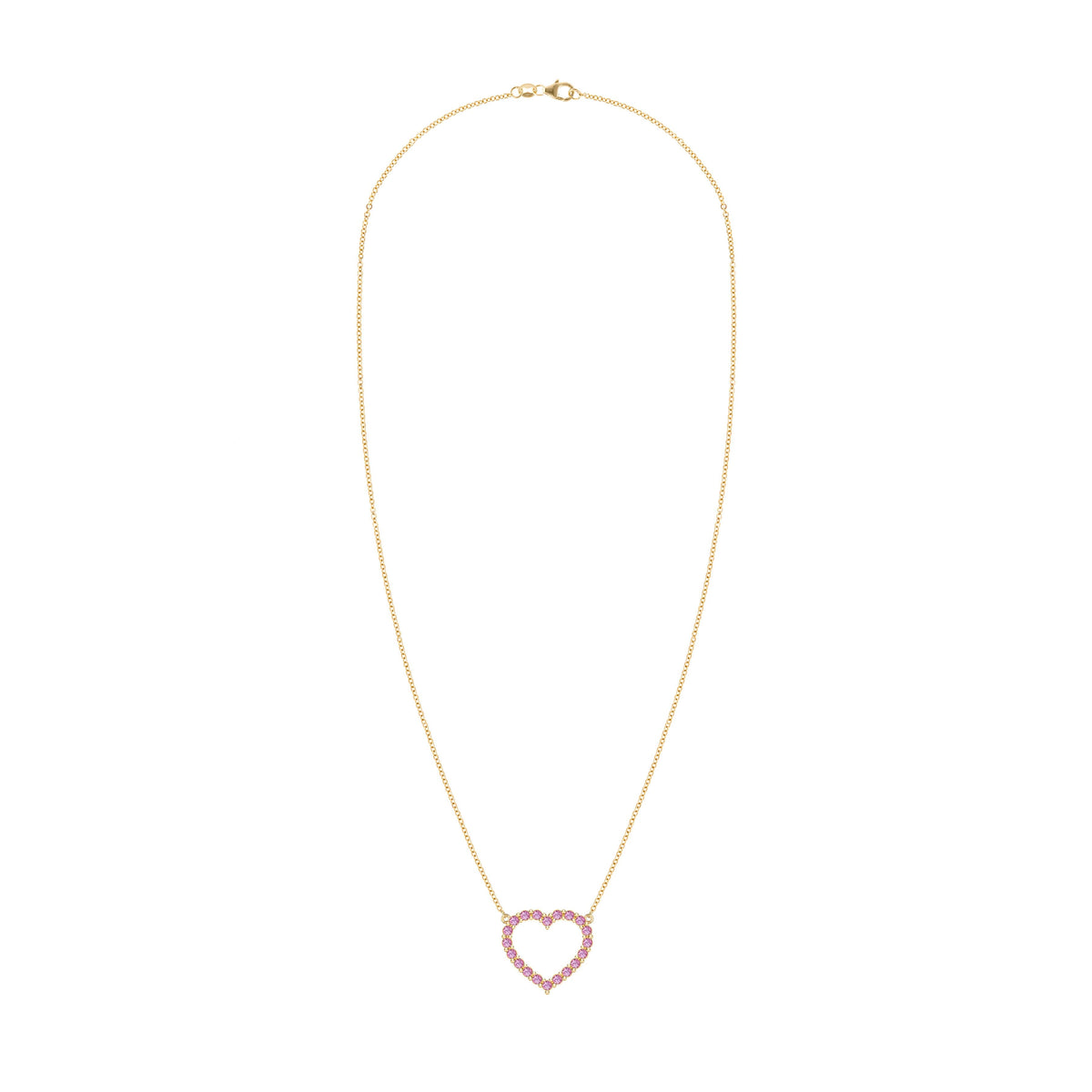 Rosecliff Heart Pink Sapphire Necklace in 14k Gold (October)