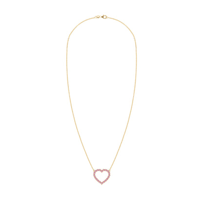 Rosecliff Heart Pink Sapphire Necklace in 14k Gold (October)