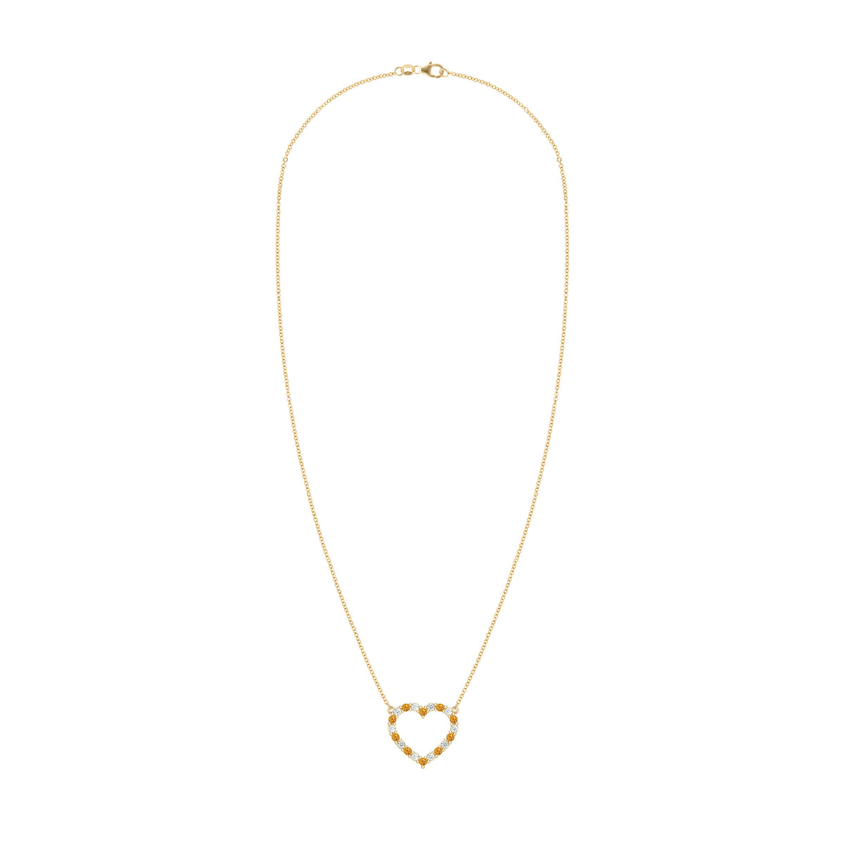 Rosecliff Heart Diamond & Citrine Necklace in 14k Gold (November)