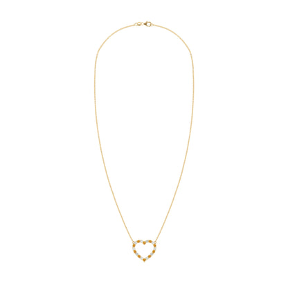 Rosecliff Heart Diamond & Citrine Necklace in 14k Gold (November)