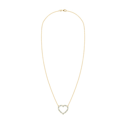 Rosecliff Heart Diamond & Nantucket Blue Topaz Necklace in 14k Gold (December)