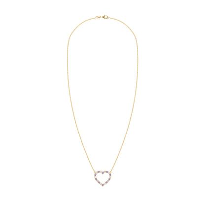 Rosecliff Heart Diamond & Amethyst Necklace in 14k Gold (February)