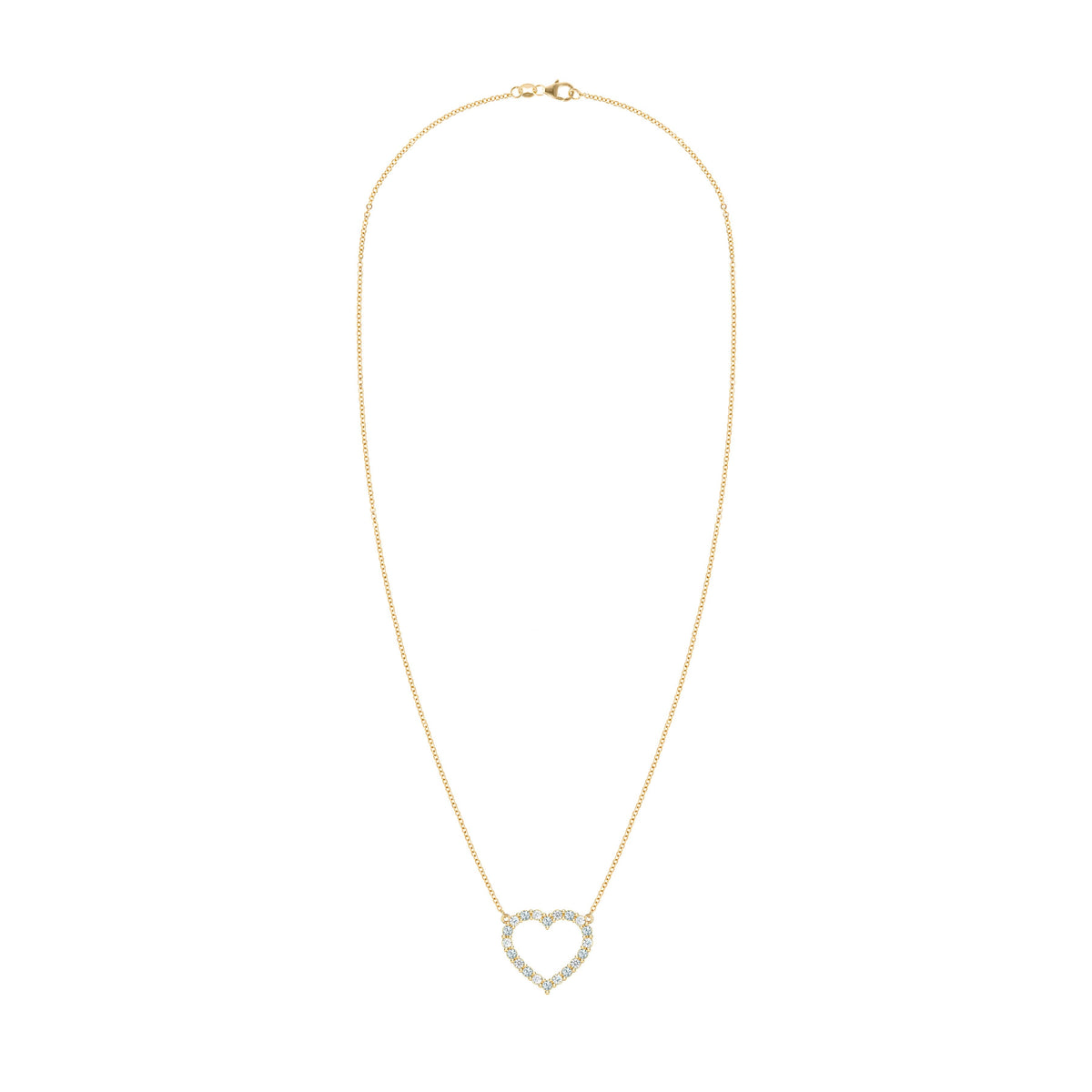 Rosecliff Heart Diamond & Aquamarine Necklace in 14k Gold (March)