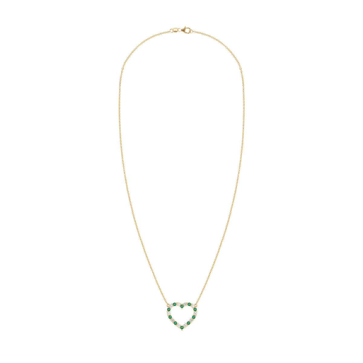 Rosecliff Heart Diamond & Emerald Necklace in 14k Gold (May)