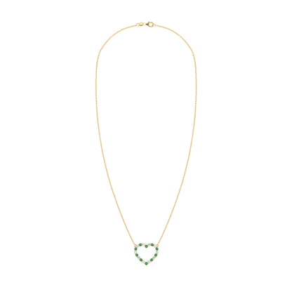 Rosecliff Heart Diamond & Emerald Necklace in 14k Gold (May)