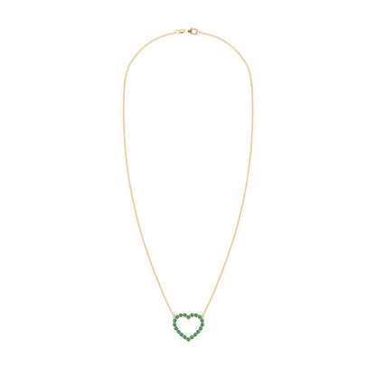Rosecliff Heart Emerald Necklace in 14k Gold (May)