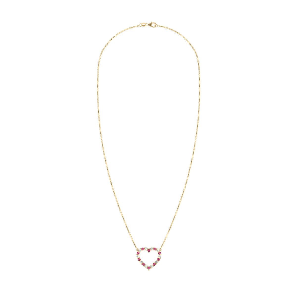 Rosecliff Heart Diamond & Ruby Necklace in 14k Gold (July)
