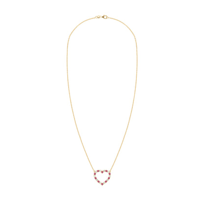 Rosecliff Heart Diamond & Ruby Necklace in 14k Gold (July)