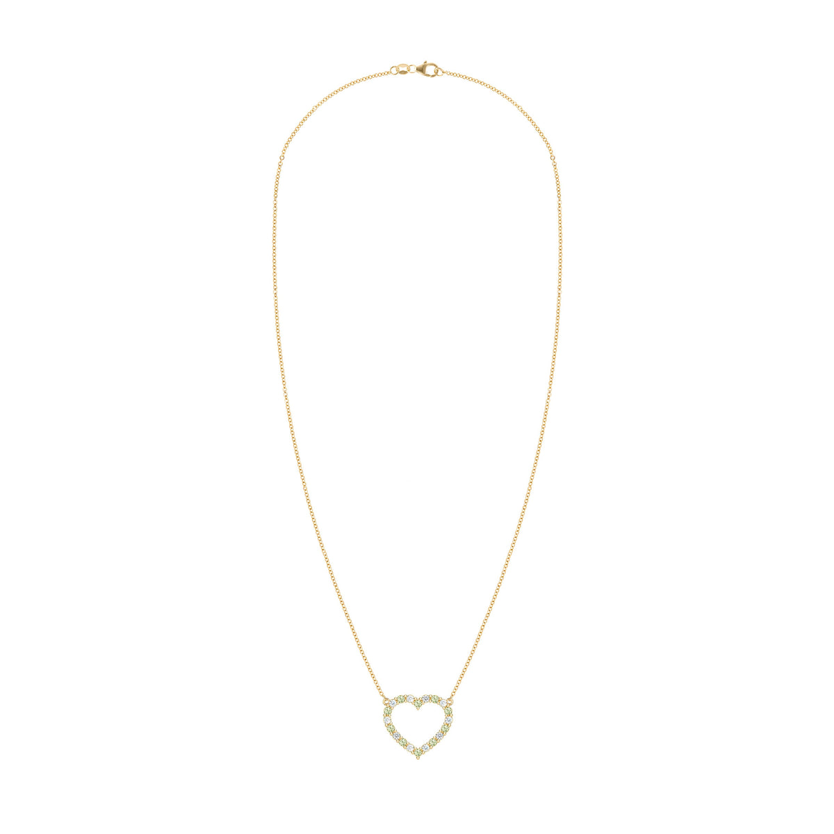Rosecliff Heart Diamond & Peridot Necklace in 14k Gold (August)