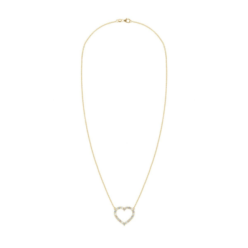 Rosecliff Heart Diamond & Opal Necklace in 14k Gold (October)