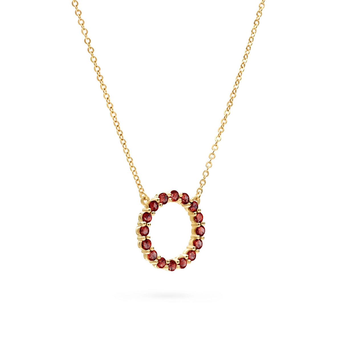 Rosecliff Circle Garnet Necklace in 14k Gold (January)