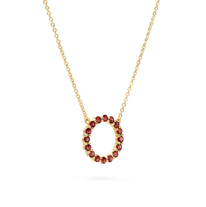 Rosecliff Circle Garnet Necklace in 14k Gold (January)