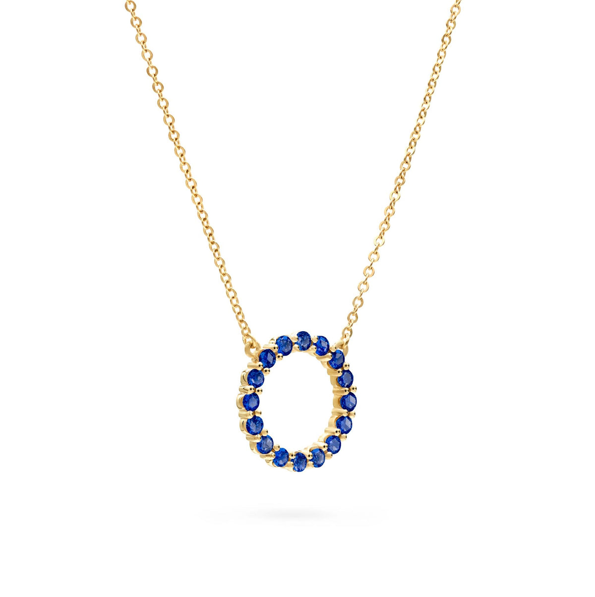 Rosecliff Circle Sapphire Necklace in 14k Gold (September)