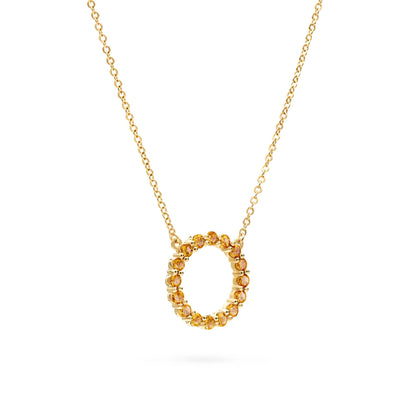 Rosecliff Circle Citrine Necklace in 14k Gold (November)