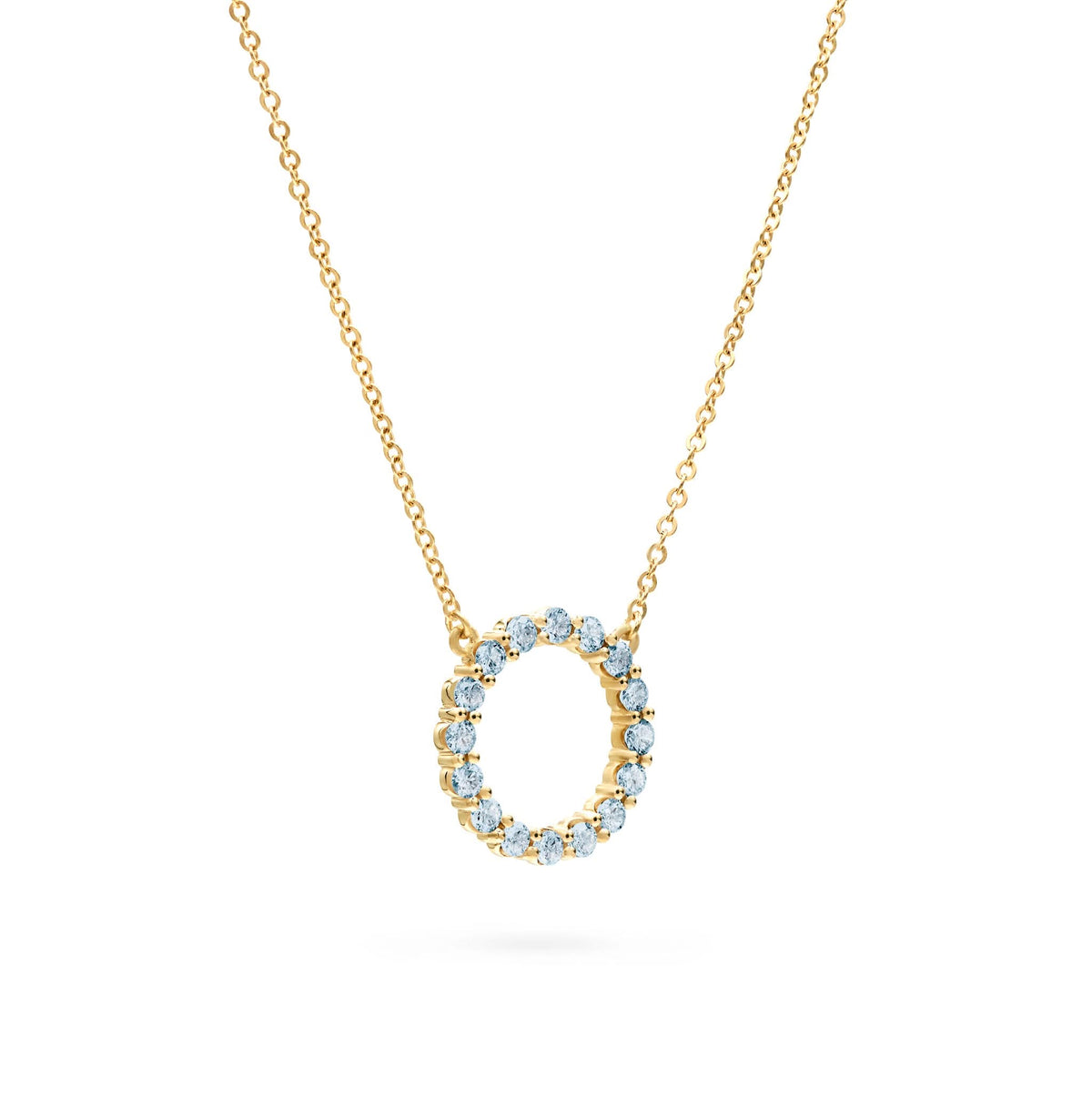 Rosecliff Circle Nantucket Blue Topaz Necklace in 14k Gold (December)