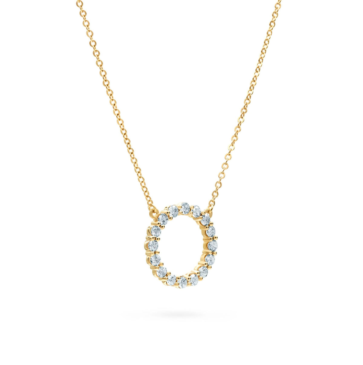 Rosecliff Circle Aquamarine Necklace in 14k Gold (March)