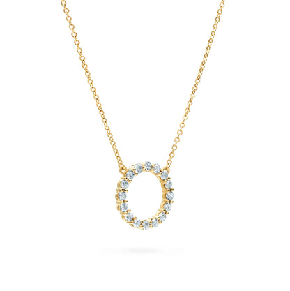 Rosecliff Circle Aquamarine Necklace in 14k Gold (March)