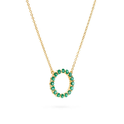 Rosecliff Circle Emerald Necklace in 14k Gold (May)