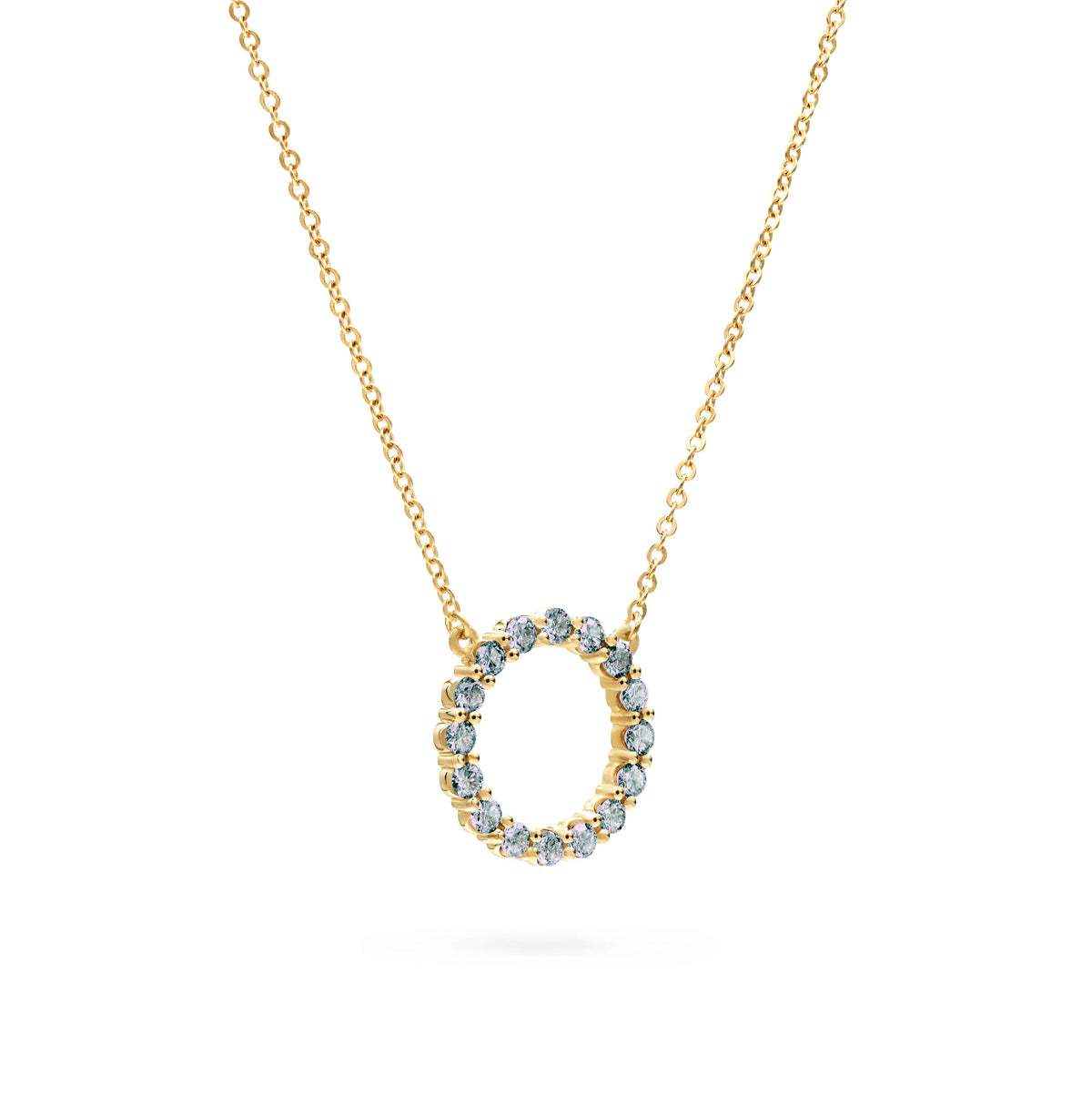 Rosecliff Circle Alexandrite Necklace in 14k Gold (June)