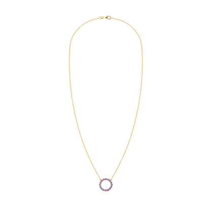 Rosecliff Circle Amethyst Necklace in 14k Gold (February)