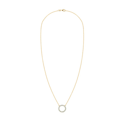 Rosecliff Circle Aquamarine Necklace in 14k Gold (March)
