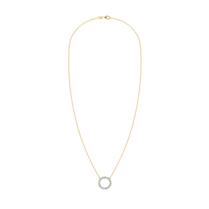 Rosecliff Circle Nantucket Blue Topaz Necklace in 14k Gold (December)
